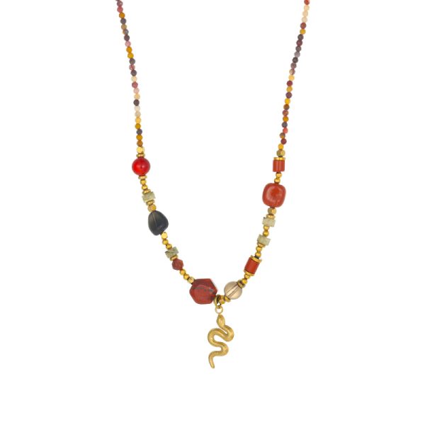Natural stone snake pendant necklace