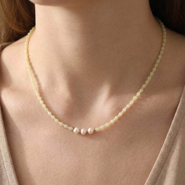 Natural stone and crystal handmade necklace, freshwater pearl pendant necklace, crystal energy stone necklace