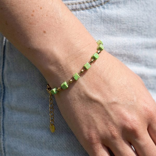 Bohemian Green Natural Stone Crystal Bracelet, Energy Stone Bracelet