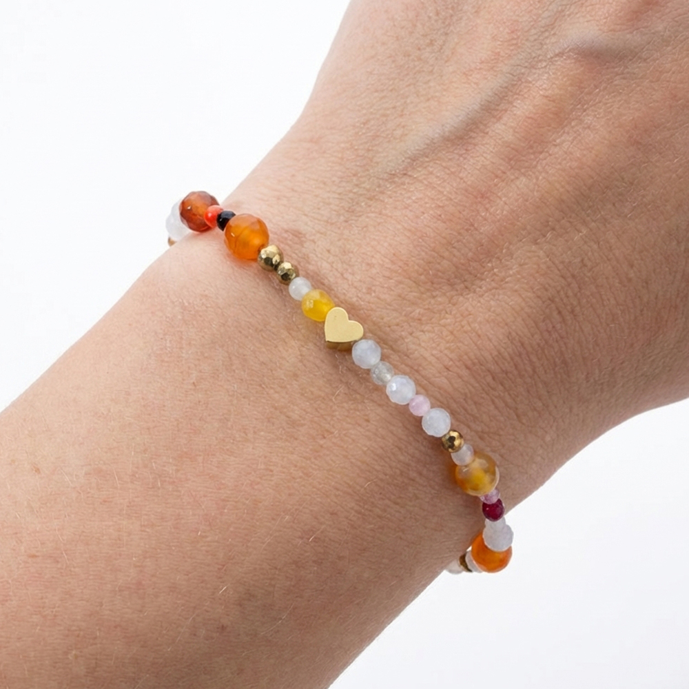 Heart-shaped colorful natural stone beaded bracelet - Image 7