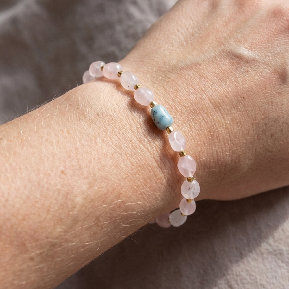 Healing Rose Quartz Natural Stone Beaded Bracelet, Energy Stone Bracelet - Image 2