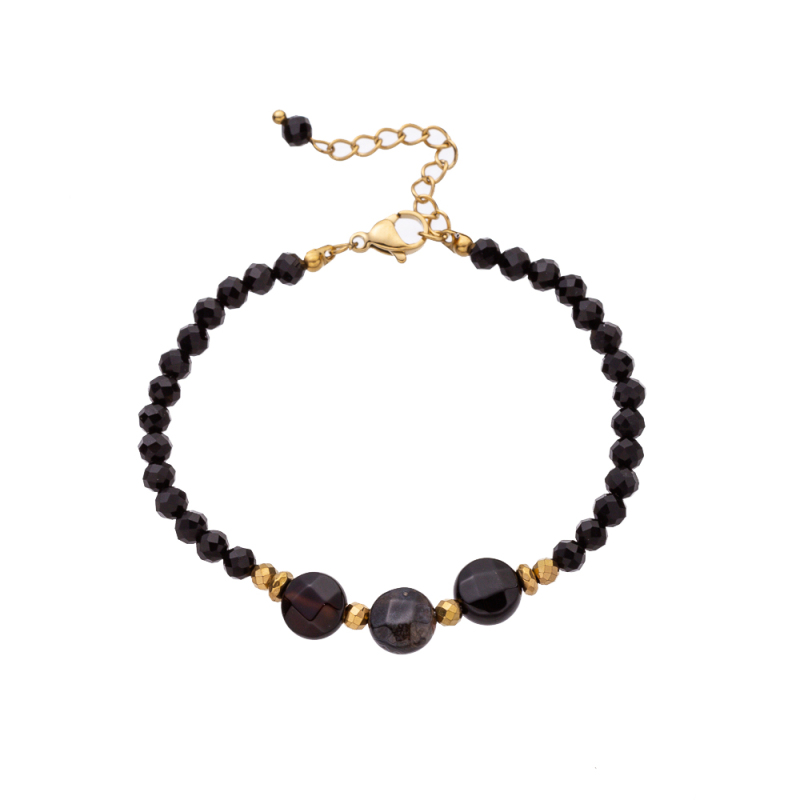 Faceted black crystal natural stone beaded bracelet, energy stone bracelet - Image 9