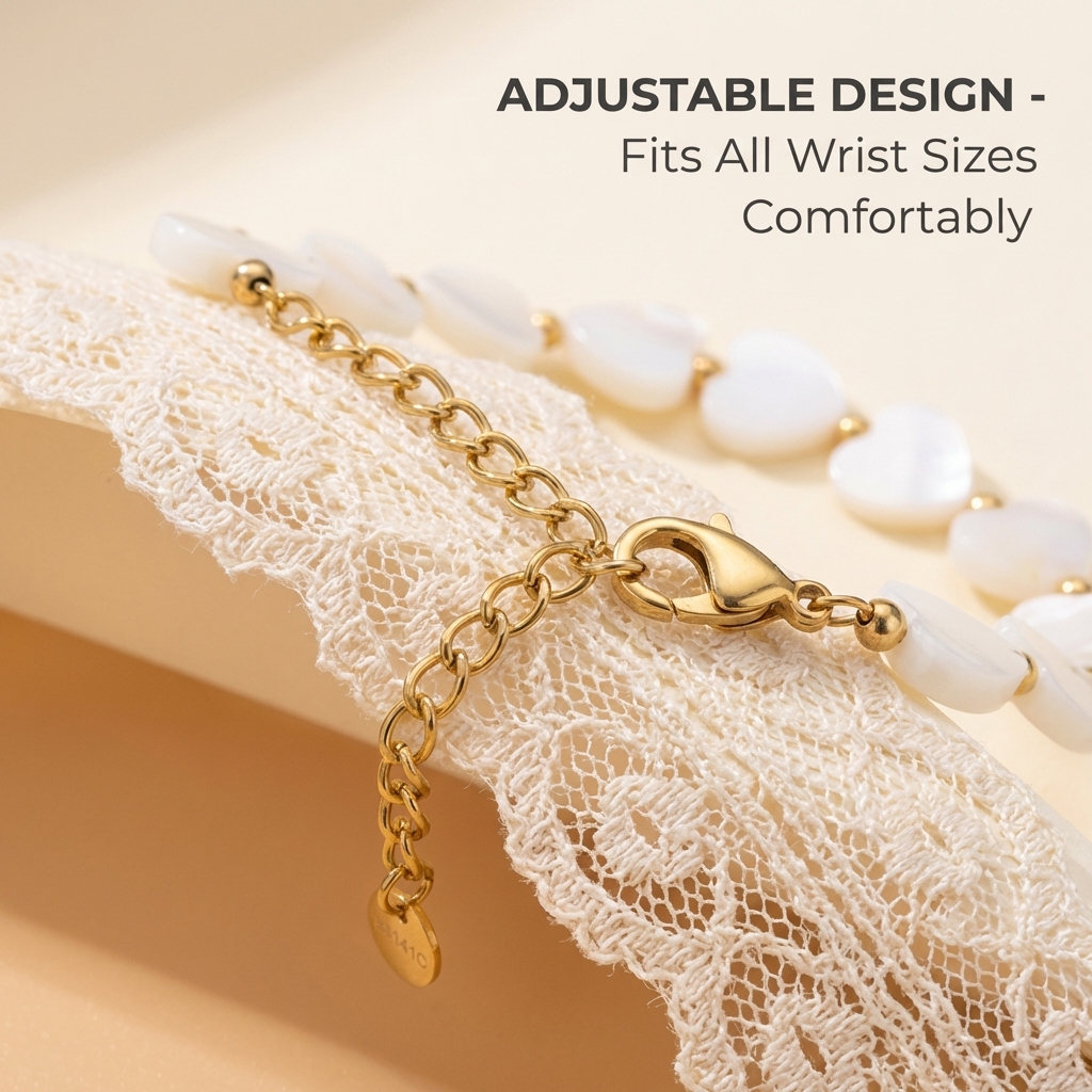 Heart-shaped mother-of-pearl bracelet, natural mother-of-pearl - Image 6