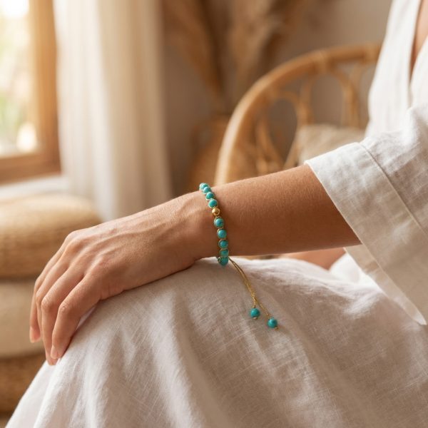 Bohemian style turquoise woven pull-out bracelet