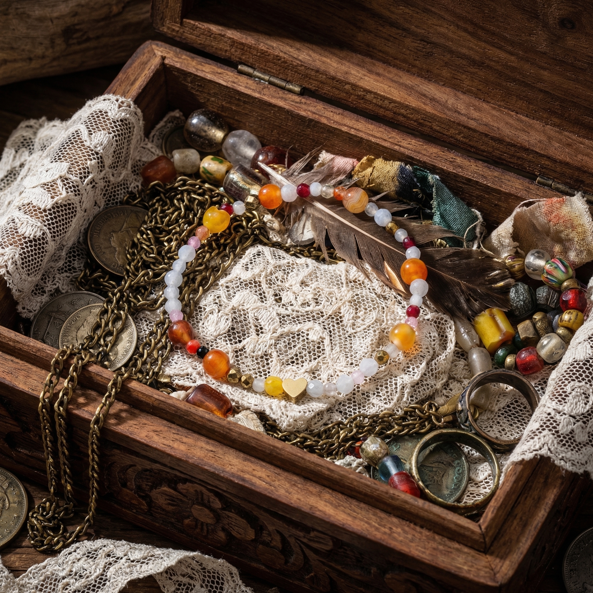 Heart-shaped colorful natural stone beaded bracelet - Image 4