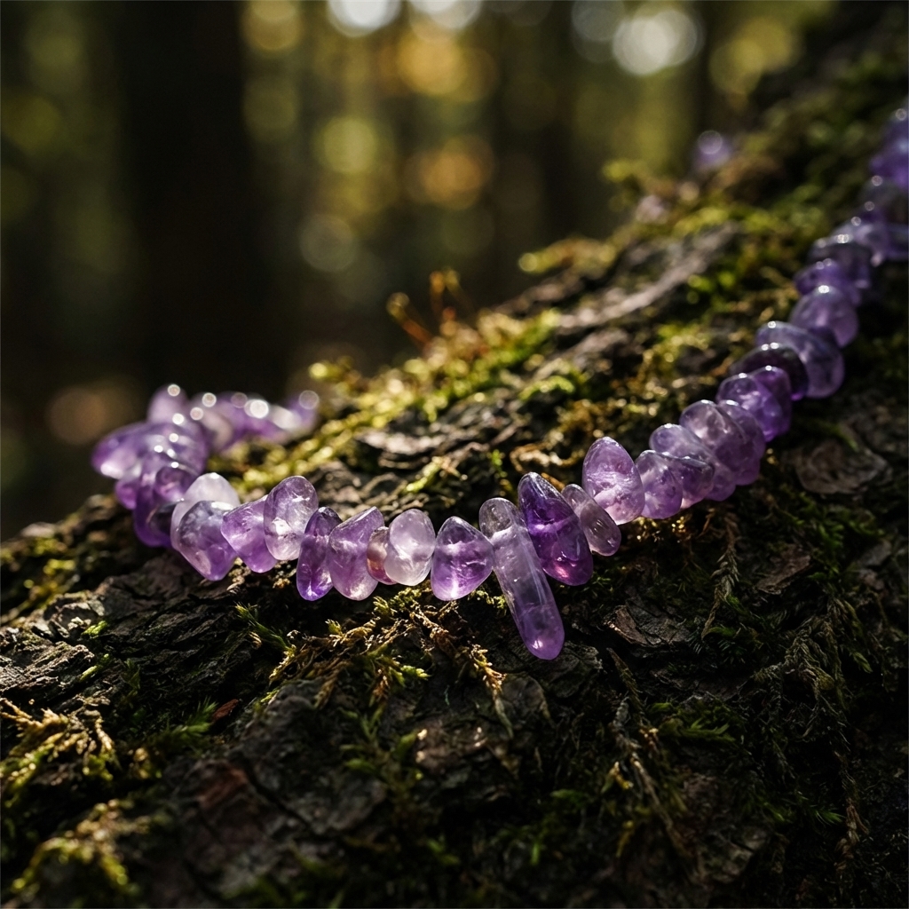 Handmade Chuantian Crystal Necklace, Amethyst Necklace, Crystal Chips - Image 3