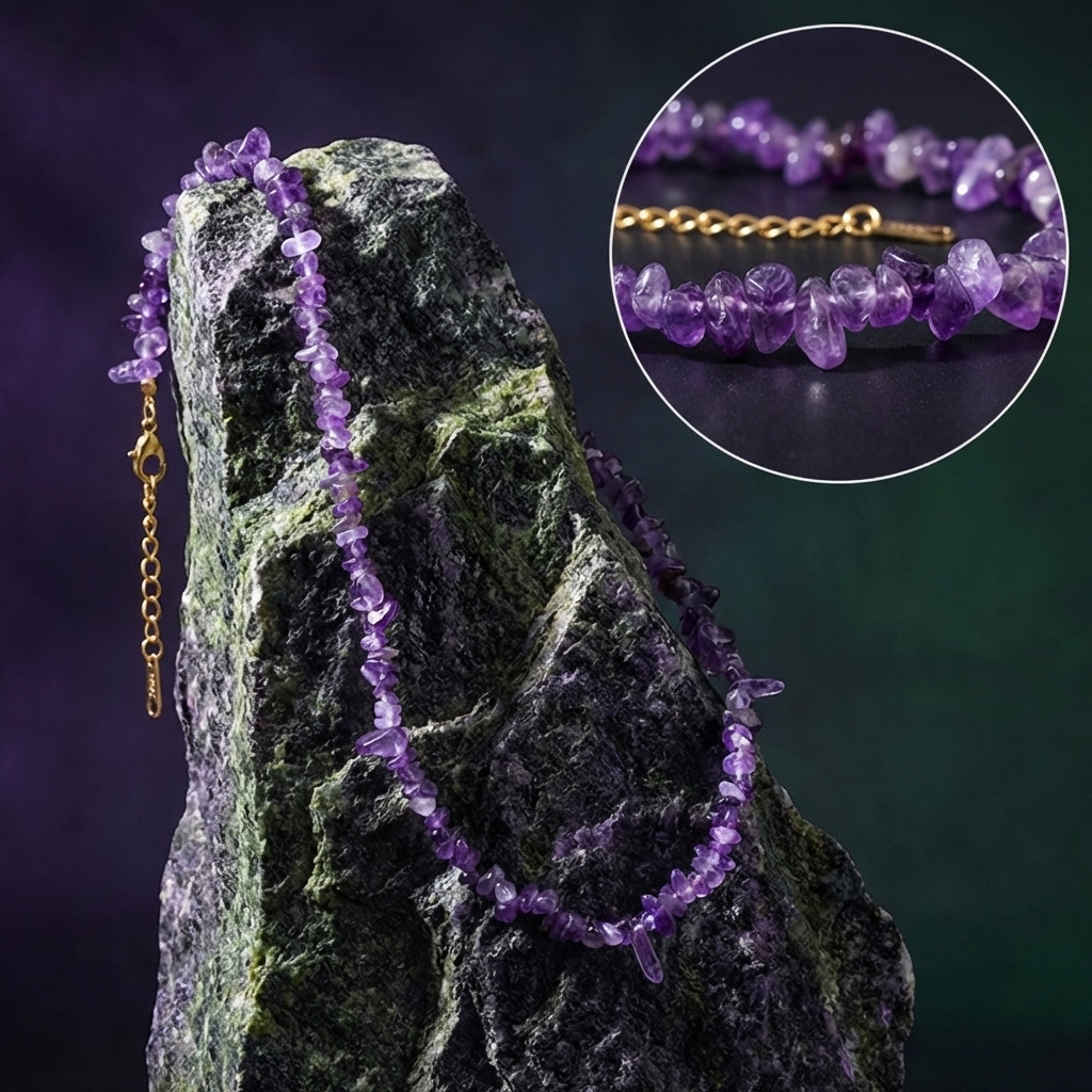 Handmade Chuantian Crystal Necklace, Amethyst Necklace, Crystal Chips - Image 5