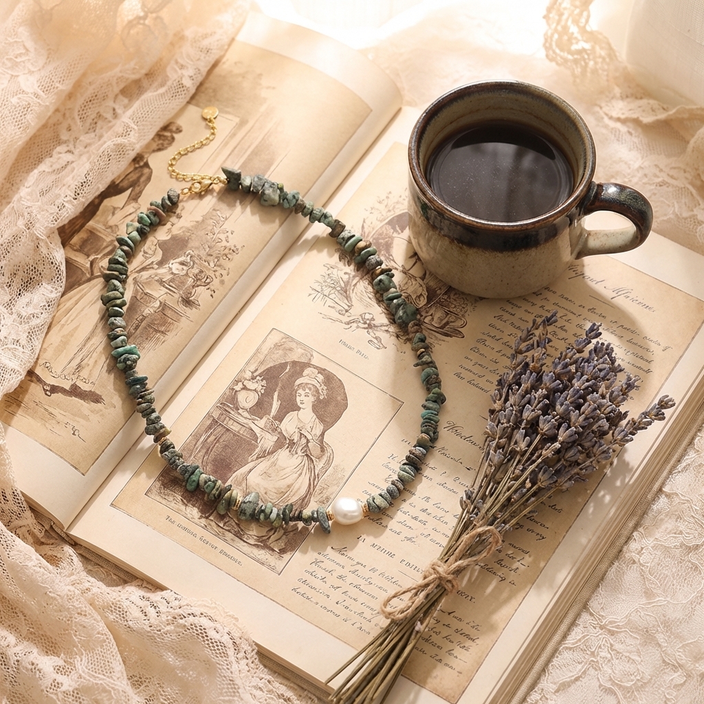 Irregular African turquoise Baroque natural pearl pendant necklace - Image 4