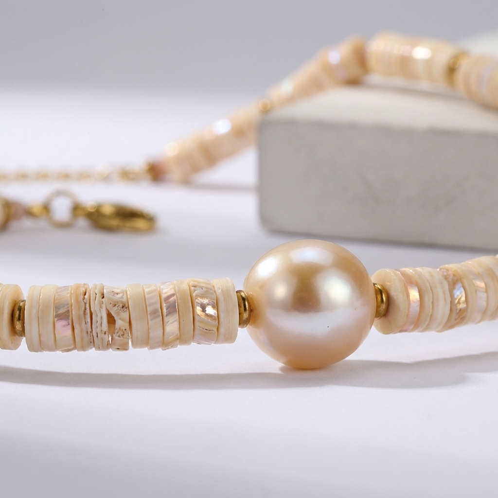 Handmade beaded natural stone necklace, crystal baroque pearl necklace - Image 4