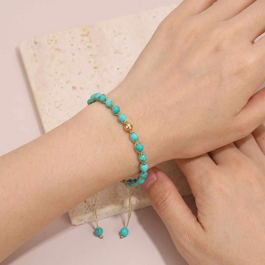 Bohemian style turquoise woven pull-out bracelet - Image 3