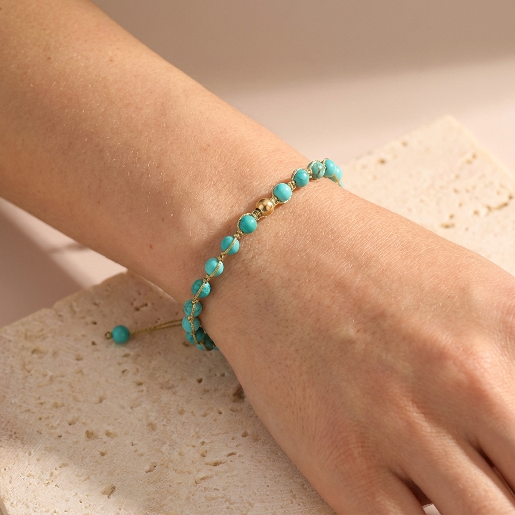 Bohemian style turquoise woven pull-out bracelet - Image 2