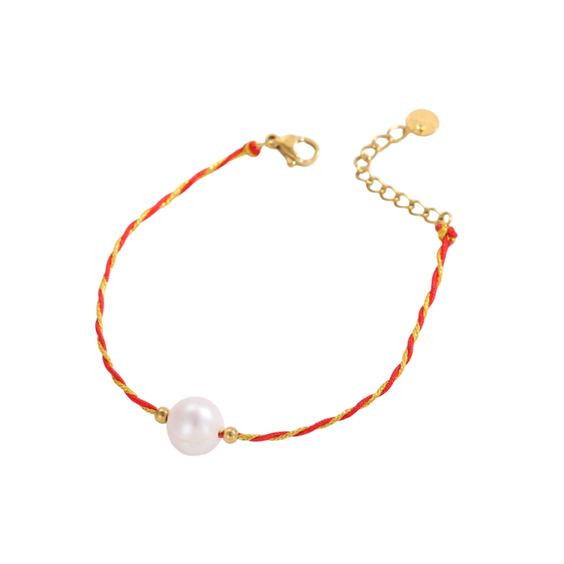 Color-blocked woven pearl bracelet, minimalist jewelry. - Image 9