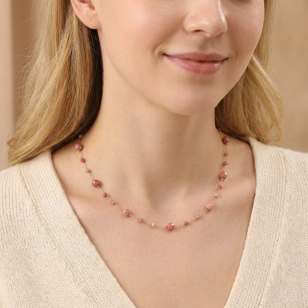 Faceted natural rose quartz beaded necklace, rose quartz jewelry with love energy.
