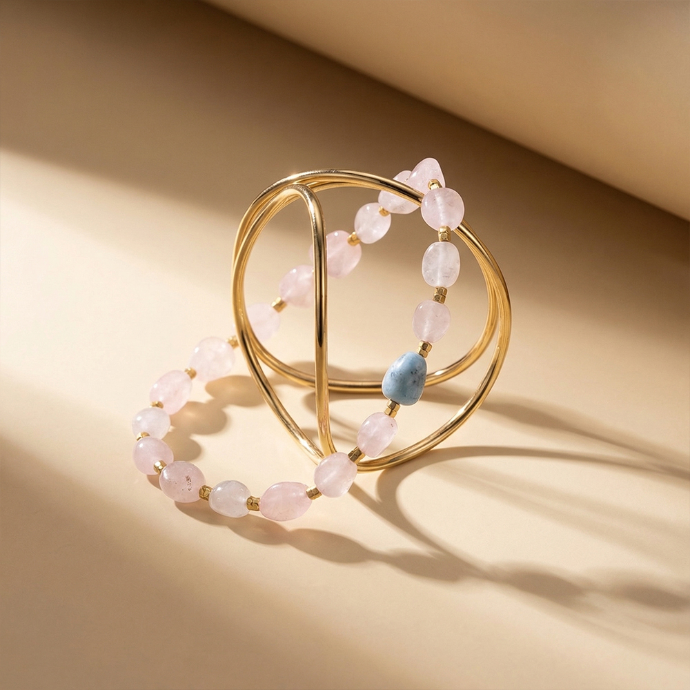 Healing Rose Quartz Natural Stone Beaded Bracelet, Energy Stone Bracelet - Image 3