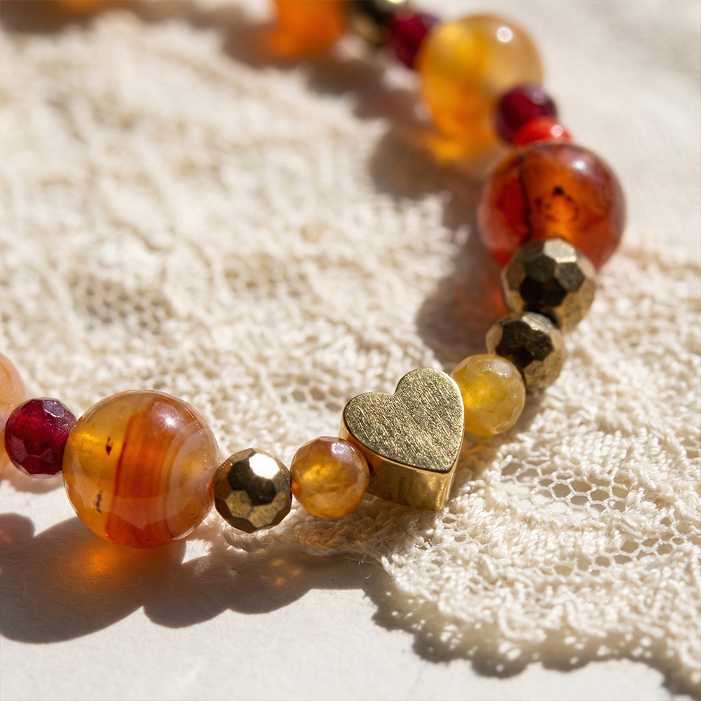 Heart-shaped colorful natural stone beaded bracelet - Image 6