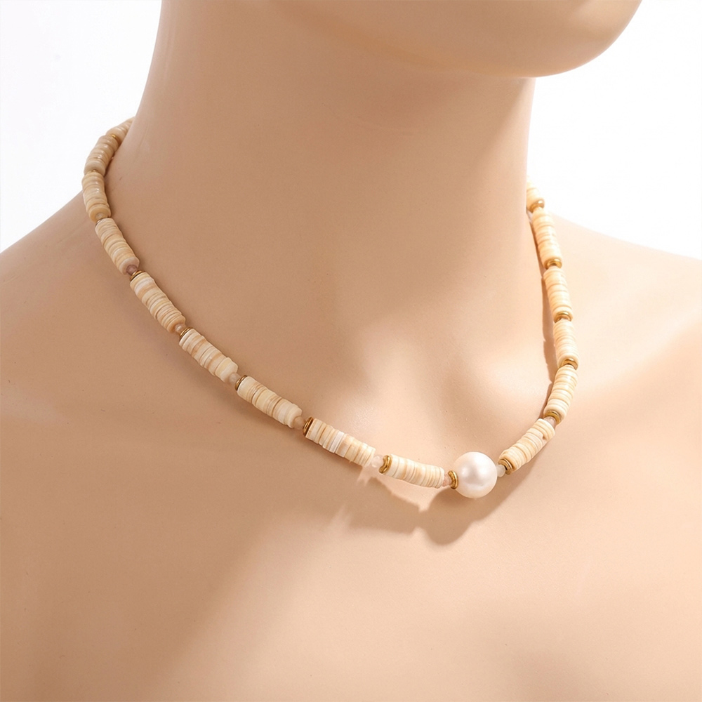 Handmade beaded natural stone necklace, crystal baroque pearl necklace - Image 3