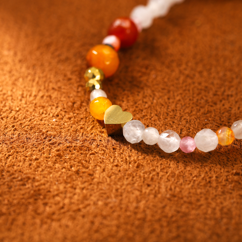 Heart-shaped colorful natural stone beaded bracelet - Image 3