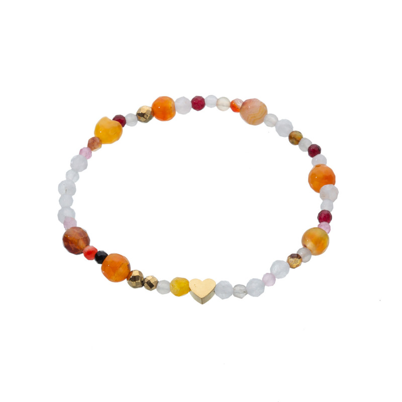 Heart-shaped colorful natural stone beaded bracelet - Image 8