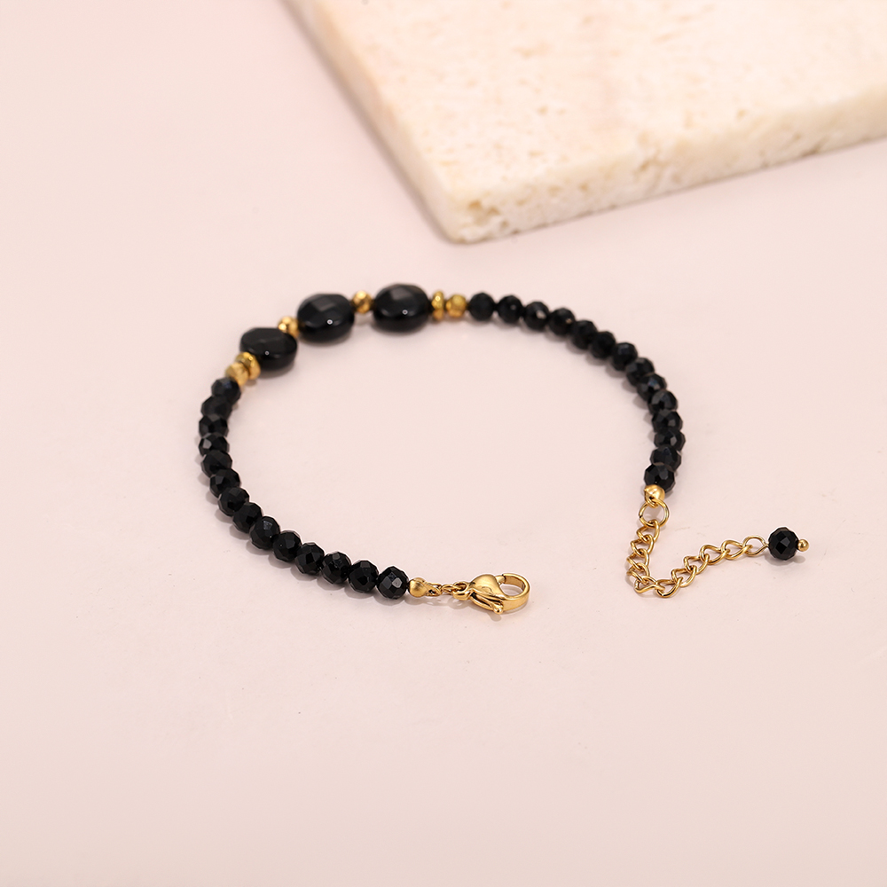 Faceted black crystal natural stone beaded bracelet, energy stone bracelet - Image 7