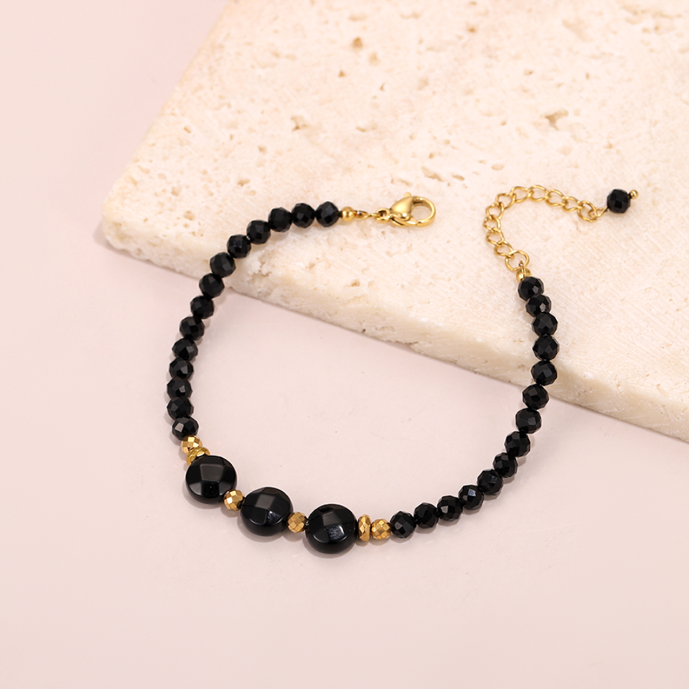 Faceted black crystal natural stone beaded bracelet, energy stone bracelet - Image 6
