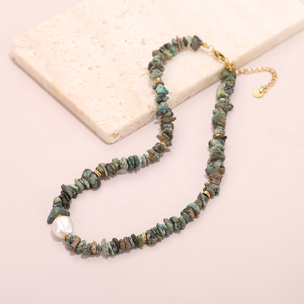Irregular African turquoise Baroque natural pearl pendant necklace - Image 8