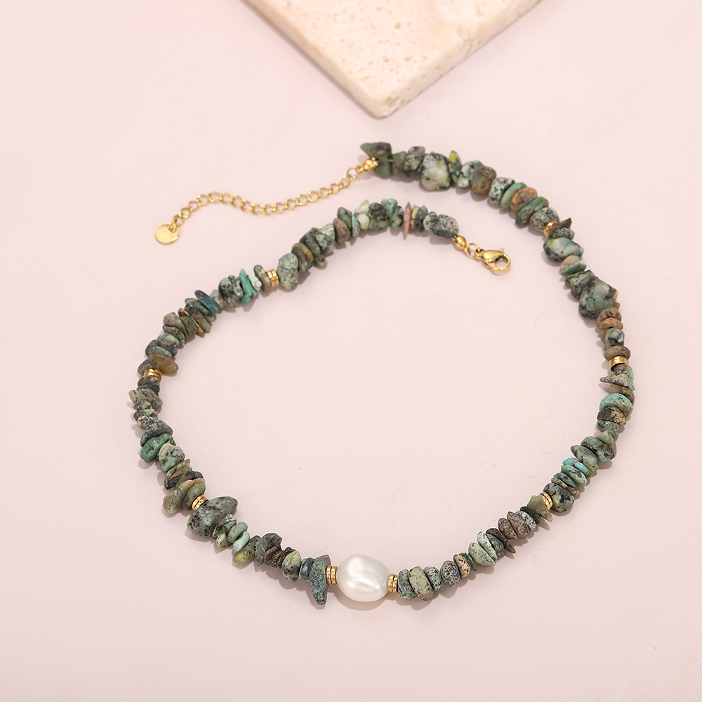 Irregular African turquoise Baroque natural pearl pendant necklace - Image 7