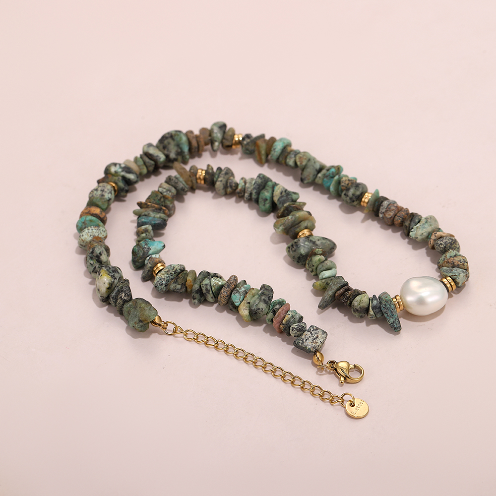 Irregular African turquoise Baroque natural pearl pendant necklace - Image 6