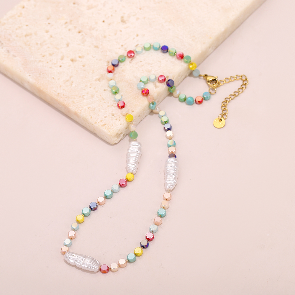 Handmade crystal necklace, beaded Baroque natural pearl necklace - Image 6