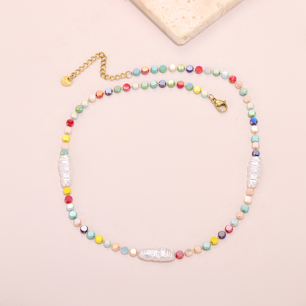 Handmade crystal necklace, beaded Baroque natural pearl necklace - Image 5