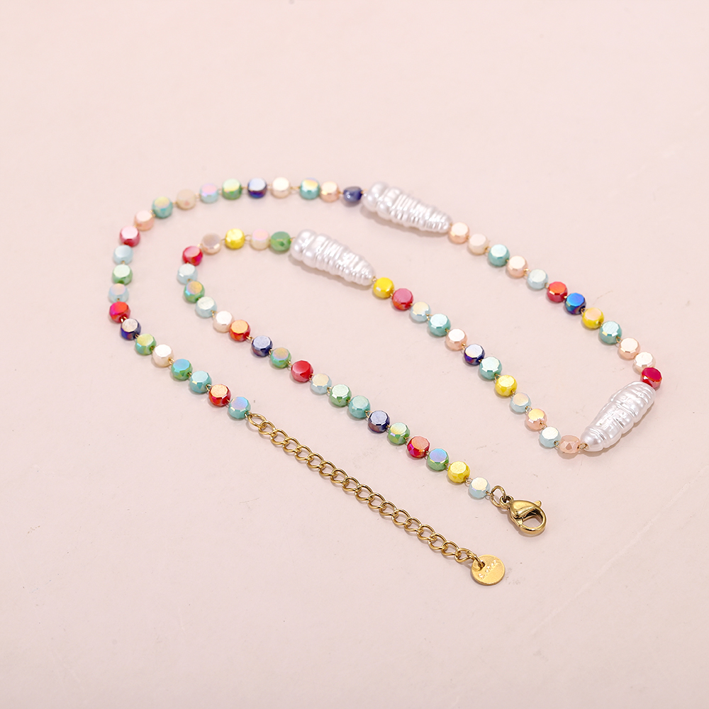 Handmade crystal necklace, beaded Baroque natural pearl necklace - Image 4