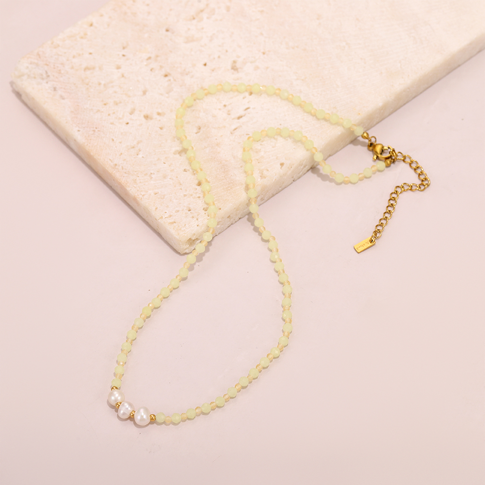 Natural stone and crystal handmade necklace, freshwater pearl pendant necklace, crystal energy stone necklace - Image 5