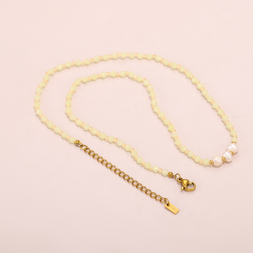 Natural stone and crystal handmade necklace, freshwater pearl pendant necklace, crystal energy stone necklace - Image 3