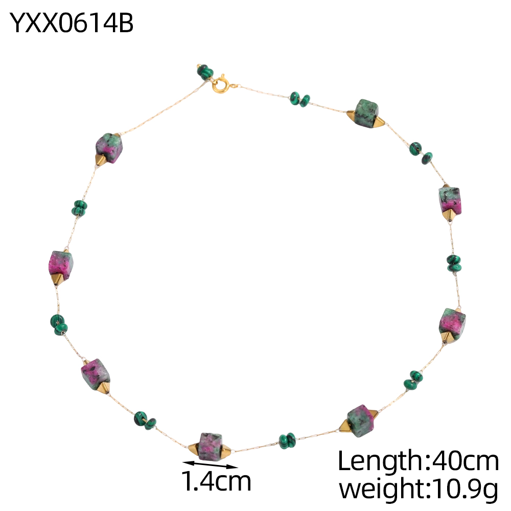 Square natural malachite beaded necklace, a unique, exquisite, and fashionable necklace. - Image 6