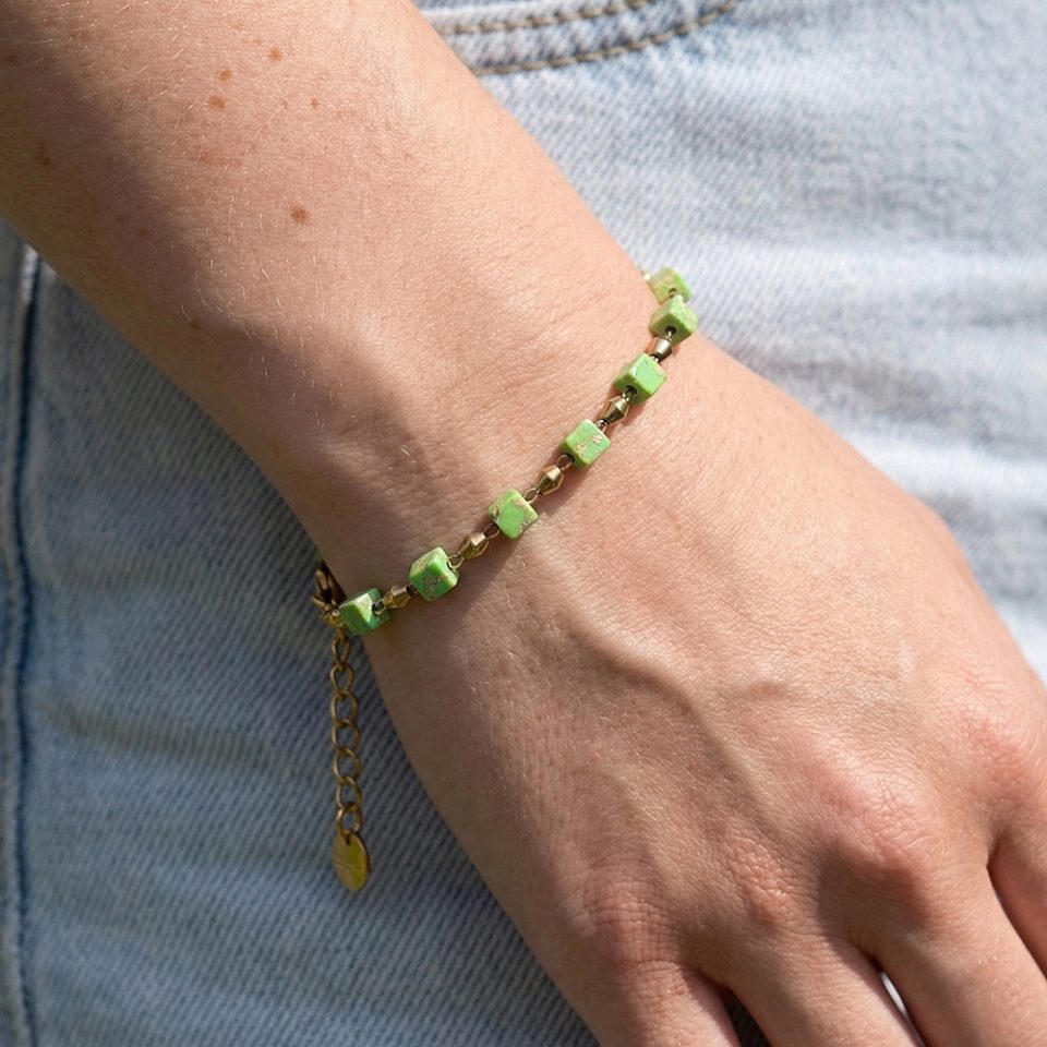 Bohemian Green Natural Stone Crystal Bracelet, Energy Stone Bracelet